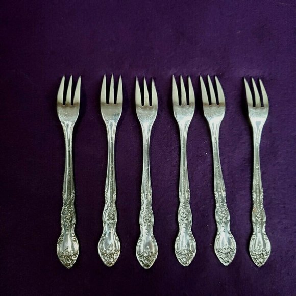 6 Imperial International Stainless Steel Seafood Forks 18CR Floral Scrolls 5.75" - Picture 2 of 4